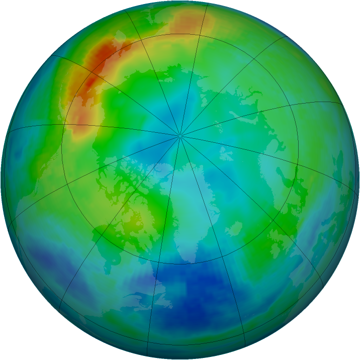 Arctic ozone map for 20 November 1990
